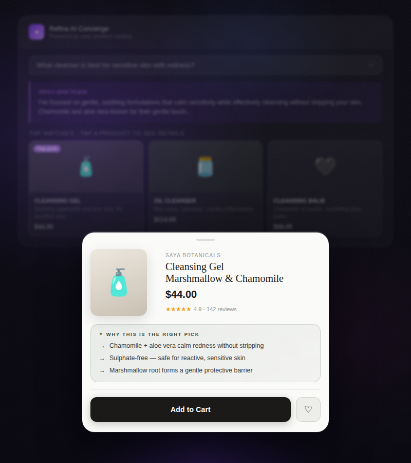 One-tap journey from recommendation to purchase